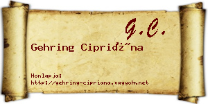 Gehring Cipriána névjegykártya